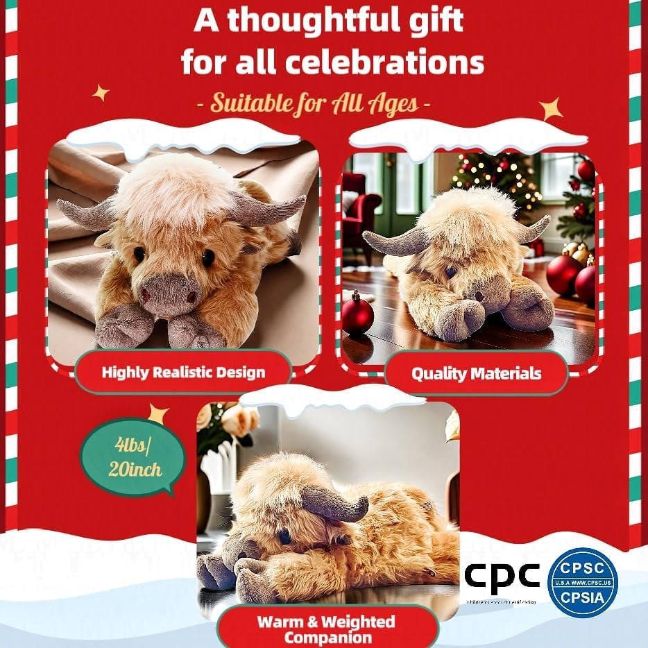 Soft Cartoon Highland Cow Cuddle Toy