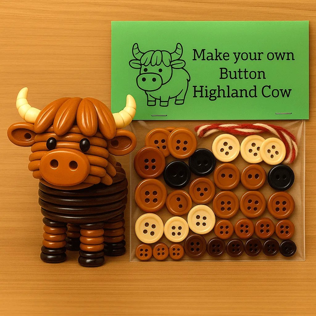 🐮🎨 Button Craft Highland Cow Kit