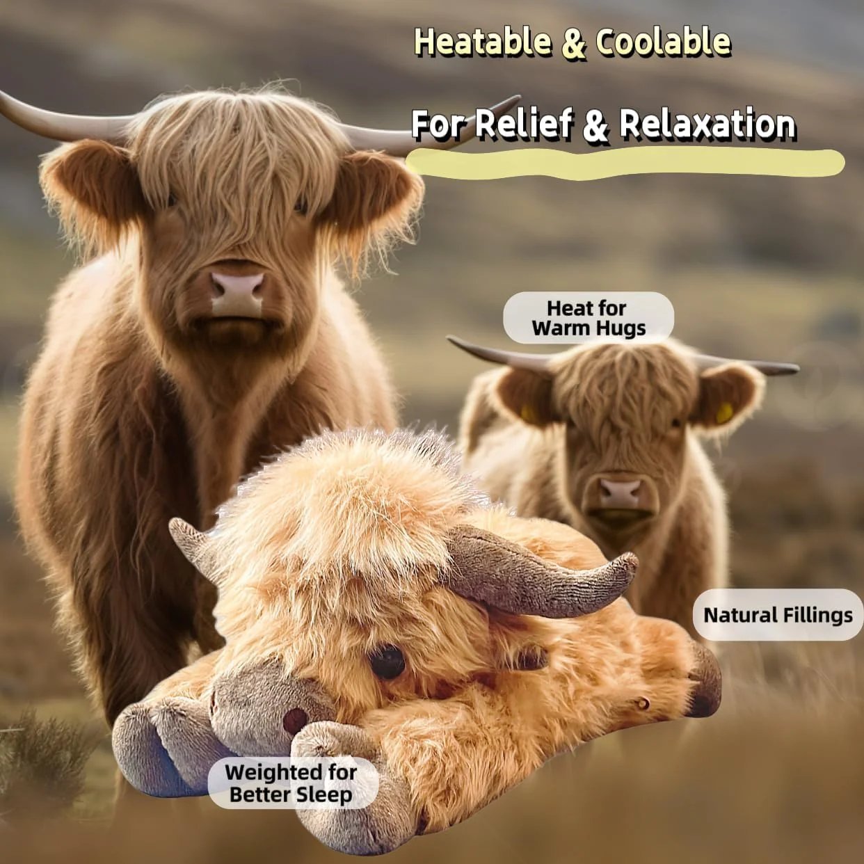 Soft Cartoon Highland Cow Cuddle Toy