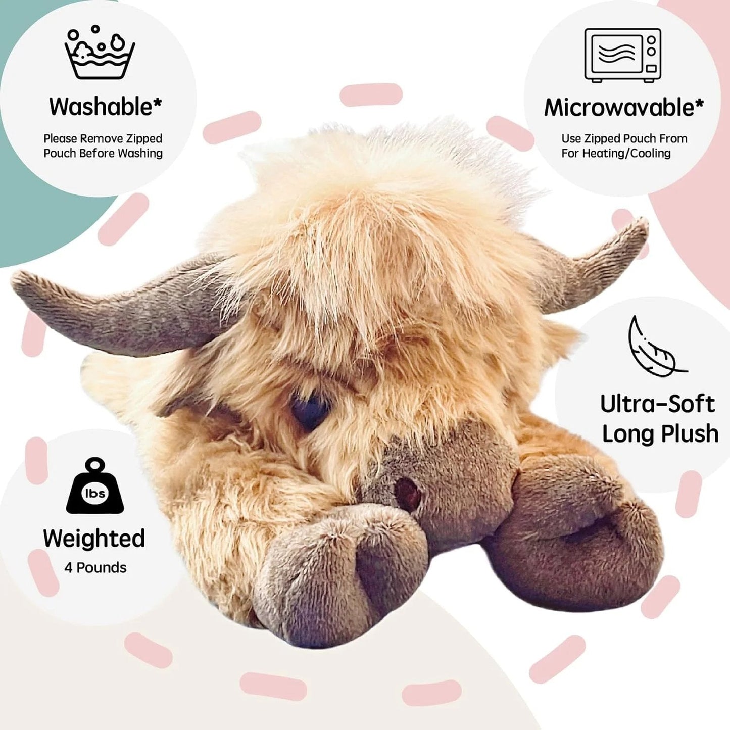 Soft Cartoon Highland Cow Cuddle Toy
